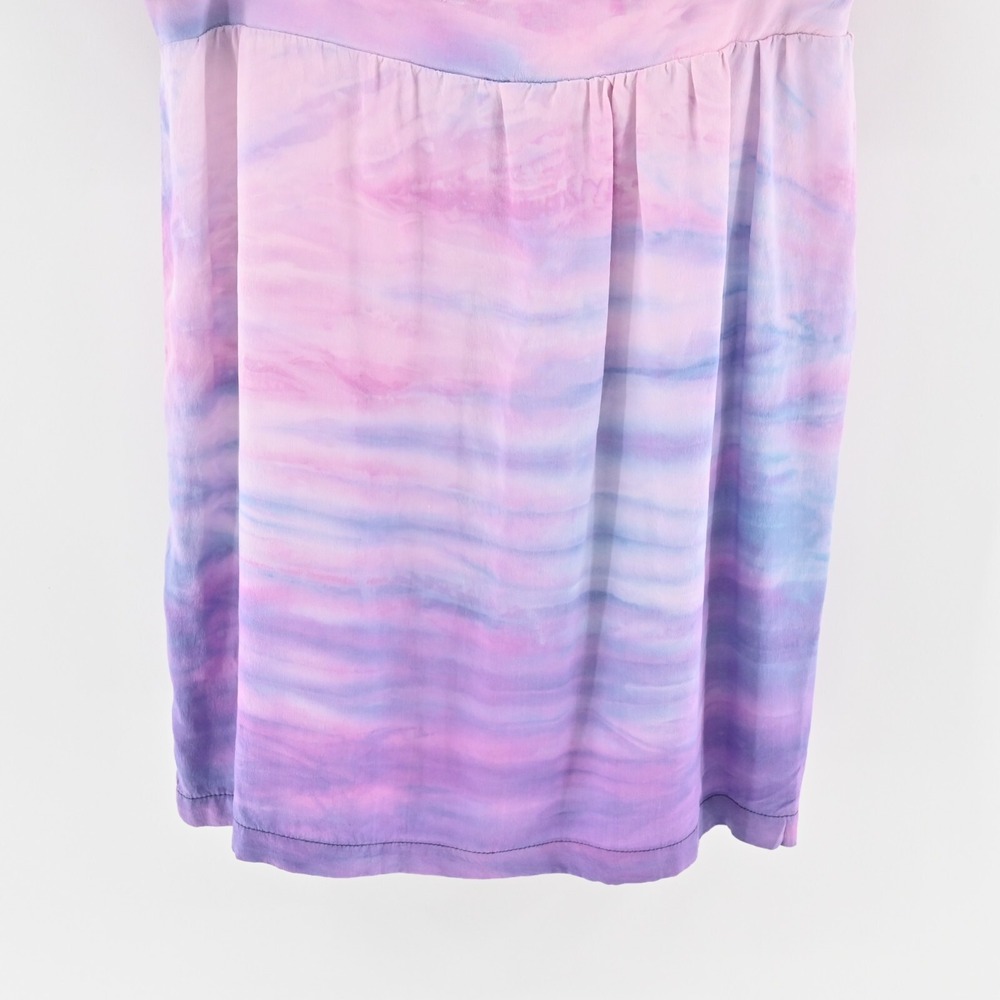 GYPSY 05 Dress Size M Silk Chiffon Pink Purple Tie Dye Ombre Cold Shoulder Mini - Picture 13 of 16